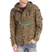 DIESEL J-LASER DISTRESSED CAMOUFLAGE COTTON JACKET COAT ARMY GREEN MENS SIZE L