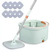 Spin Mop and Bucket Floor Cleaning System Water Filtration 8 Microfiber Mop Pads