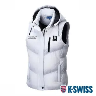 【K-SWISS】可拆式連帽羽絨背心 Down Vest-女-白(197262-100)