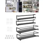 2Pcs Single Tier Hanging Spice Shelves Rack Kitchen Wall Mount Black for Cabinet