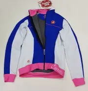 Castelli Winter Women's Viziata Windstopper Cycling Jacket White Blue Pink L