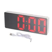 Square Electronic Alarm Clock,Alarm Clock with White Case Mirror Red Light