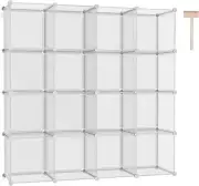 C&AHOME Cube Storage Organizer, 16-Cube Shelves Units, Transparent Twill