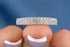 Half Eternity Sterling Silver 1.80 CT Cluster Moissanite Round Cut Wedding Ring