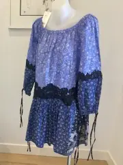 New SEED HERITAGE Blue Print Dress/Long Top. Size S. Fit S/M. 100% Cotton NWT