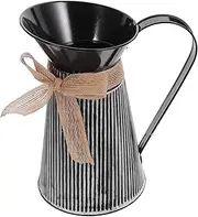 HOMOCONO Vintage Iron Flower Bucket Stable Desktop Planter for Dried Flowers Floral Arrangements Rustic Vase for Home Decor Friends