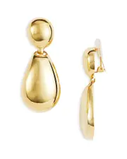 Kenneth Jay Lane Oval Clip On Drop Earrings in Gold Tone
