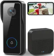 Doorbell Camera with Chime – No Subscription, 2-Way Audio, PIR, Night Vision