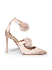Pink Satin Fur Detail Heels