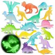 16PCS Glow in Dark Mini Dinosaur Figures for Kids Birthday multi-color 16PCS