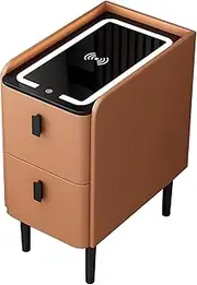 Bedroom Smart Bedside Table with Wireless Charging Station, Smart Side Nightstand Table, with 2 Drawers, USB Port, Bluetooth Speaker, Fingerprint Lock, for Home Bedroom (Color : Orange, Size : A-25x