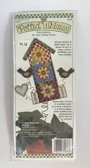 Dimensions Potted Whimsy Cross Stitch Country Birdhouse Whimsy Vintage 1995