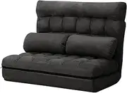 OIKITURE Floor Sofa Single, L-Shape Soft Sofa Chair Recliner Chair, Wide Floor Mattress Lounge Chair Sofa Foldable Flat Sofa Bed, Lazy Sofa Bed for Living Room Bedroom Furniture, Charcoal