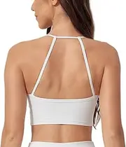 [KEOYA] Women's Yoga Sports Bra Backless Sport Top Yoga Padded Racerback Bras Sleeveless Breathable Shirt Going Out Crop Tee