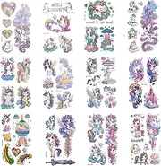 Levigo Unicorns Temporary Tattoos Glitter Temporary Tattoos for Girls Unicorns, Birthday Party Decorations Party Favors Party Supplies(12Sheets)