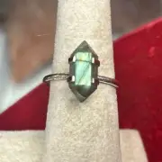 Stackable Labradorite crystal point sterling silver ring size 7