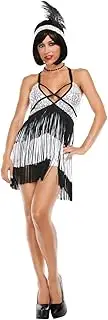 [STARLINELA] Starline Sexy Roaring 20s Boardwalk Flapper Womens Costume, Black Silver, One Size, Silver/Black, Medium
