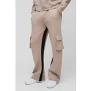 Mens Taupe Regular Fit Gusset Cargo Joggers