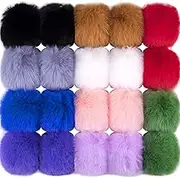 BQTQ 20 Pieces Faux Fur Pom Pom Balls DIY Faux Rabbit Fur Fluffy Pom Pom with Elastic Loop Pom Pom for Hats Keychains Scarves Gloves Bags Accessories