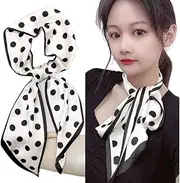 [Generic] Long Silk Feel Scarf for Women - Satin Neck Tie, Bandana, Headband, Edge Wrap, Head Accessory for Hair and Purse Handbags