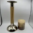 Pottery Barn / Hammered Silver Plated /With Light Wood Candle Holder and Candle
