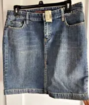 NWT American Eagle outfitter women Sz 8 Denim skirt blue 7" split front