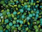 Glass Bead Mix 50g Greens Asst Shape/Size Jewellery DIY Jewellery