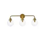 Living District Hanson 3 Light Vanity, Brass/Clear - LD7035W28BR