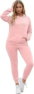 [Fixmatti] Women Pullover Hoodie Pockets Sweatpants Sport Jogger Sweatsuit