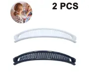 2 Pieces Clincher Combs Banana Combs Insert Comb Wave Hairpin Fishtail Fish Hair Ponytail Banana Clip -White+Black