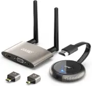 TIMBOOTECH HDMI Wireless Transmitter and Receiver 4K, Dual Screens HDMI & VGA Li
