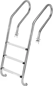 2/3 Step Swimming Pool Ladder,with Stainless Steel Steps,Weight Capacity 600 Lbs,Easy Assembly and Climbing for Pools(3-steps1.0mm)