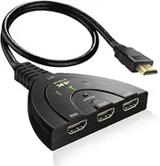 HDMI Splitter HDMI Adapter 3 In 1 Out HDMI Switch 3-Port HDMI Switcher High Speed Cable Gold Plated HDMI Extender Splitter Supports 4K 1080p 3D for TV Xbox PS3/4/5 Laptop Blu-Ray