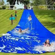 pdpdoc Water Slide, 30 x 6 ft Heavy Duty Extra Long Lawn Water Slide w/Grommets & Stakes, Lawn Water Slides for Kids Adults Backyard, Slip Water Slide for Summer Fun & Outdoor Water Party Activities