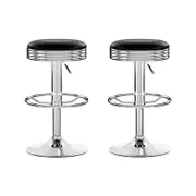 Artiss Set of 2 Black & Chrome PU Leather Backless Bar Stools