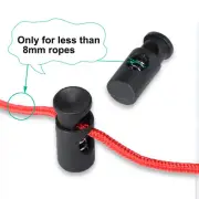 6pcs Plastic Cord Lock Stoppers Spring Toggle Ends Fastener Organizer Black