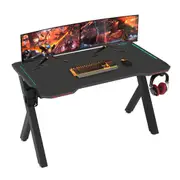 Gaming Desk Computer Table PC Laptop RGB LED Lights Racing Gamer Workstation 40"