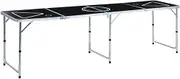 vidaXL Folding Beer Pong Table, 240 cm, Compact Aluminium Frame and MDF, Adjustable and Fully Portable, Ideal for Parties, Tailgating and Events, Black