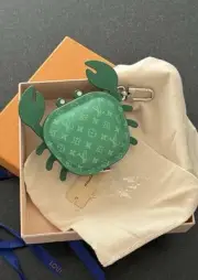 Authentic Louis Vuitton Green Crab Bag Charm New In Box With Dustbag