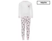 Gem Look Older Girls' Dandelion PJ Set - White/Pink- Size 10