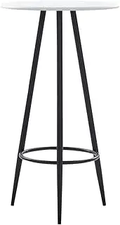 White Bar Table, Round Kitchen Dining Table, Modern Bistro High Top for Small Space, MDF Breakfast Nook Comedor Set