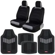 2-Tone Car Seat Covers Charcoal Faux Leather/Neoprene & Floor Mats Truck Auto (for: Isuzu)