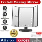 Tri-fold LED Makeup Mirror Magnifying Touch Rechargeable 180° Rotation Mirrors