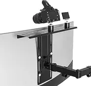16 inch VESA Monitor Mount Shelf for Streaming - Holds Cameras, Webcams, Microphones & Lights, Height Adjustable, Fits 100×100 mm VESA Pattern, All-in-One Design (Black)