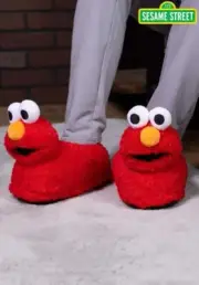Officially Licensed Sesame Street Elmo Face Unisex Adult Non-Slip Plush Slippers