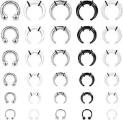 [ONESING] 30Pcs Septum Stretching Kit 16G/14G/12G/10G/8G/6G Tapers Acrylic Stainless Steel Pincher Septum Rings Internally Threaded Spike Horseshoe Septum Jewelry Nose Ear Cartilage Stretching Kit for