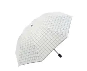 Uv Umbrella Outdoor Umbrella Travel Umbrella Automatic Sunshade Girl Three-Folded Thickened Vinyl Sunscreen Lattice Sun Umbrella Square,White