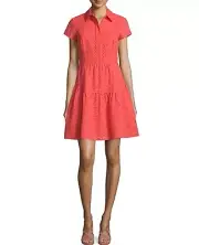 NWT Diane von Furstenberg Skylar Cotton Eyelet Ocean Coral Dress Size 2, 4 $398