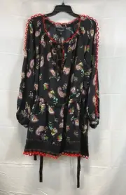 Cynthia Rowley Women Black Floral Mini Dress Size M