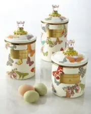 MacKenzie-Childs Butterfly Garden Canister Set of 3 - NEW